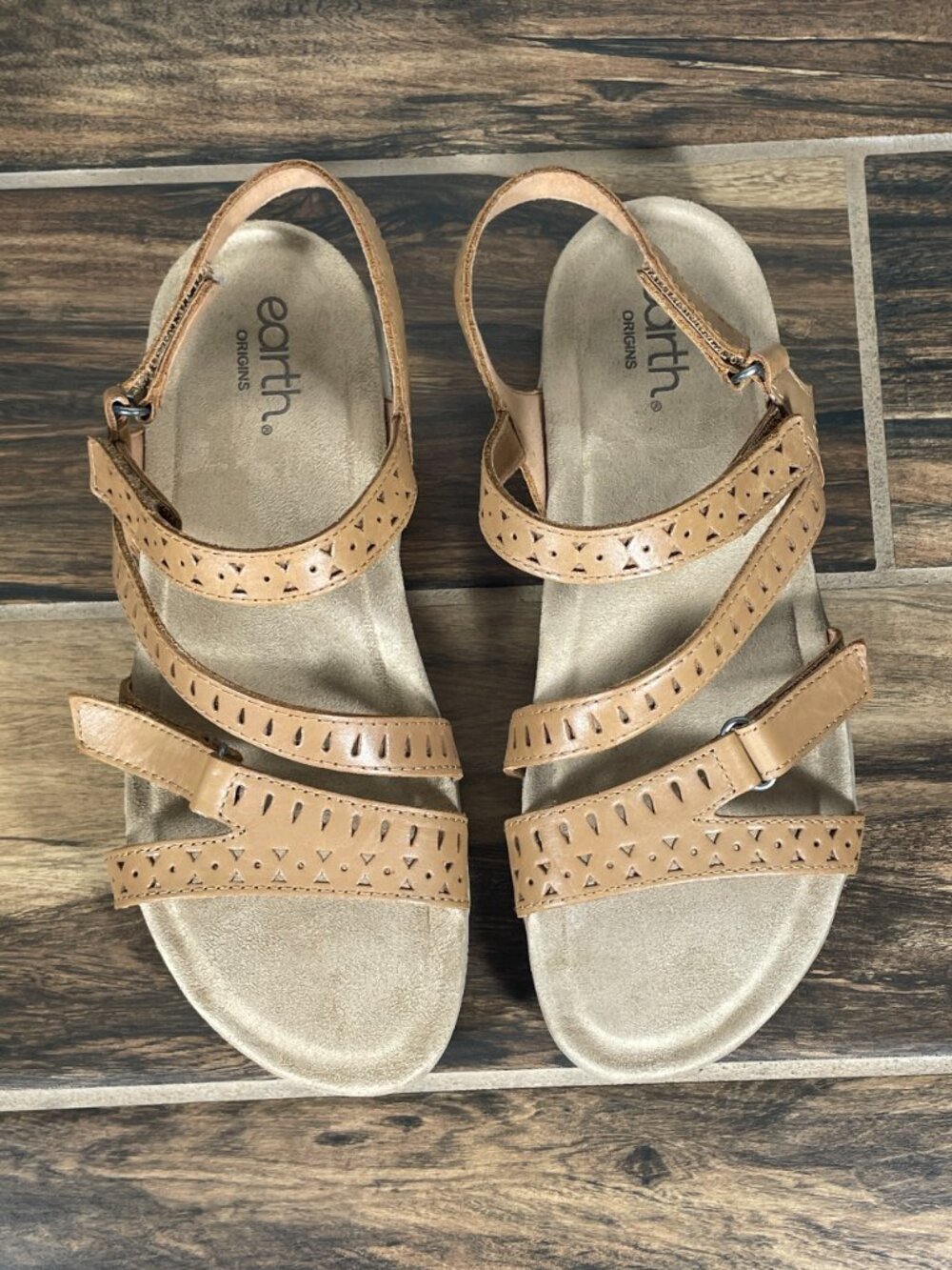Earth Origins Serenta Shoes Womens 10 Wide Medium Brown Leather Strappy Sandal - Picture 11 of 12